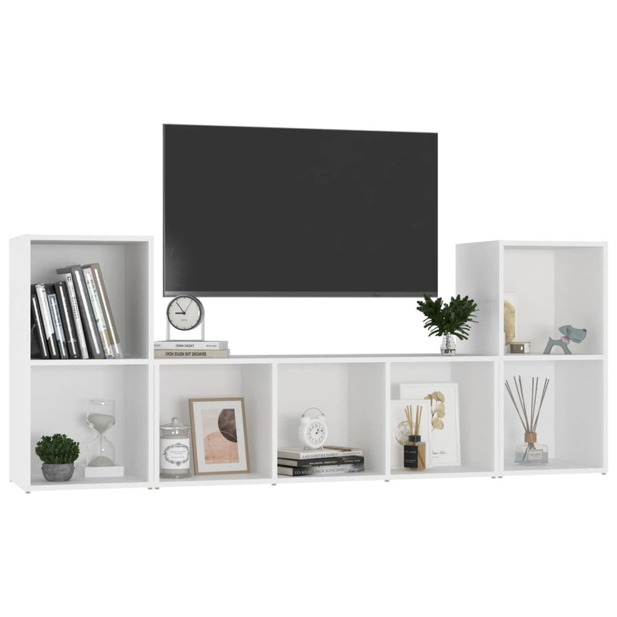 3-delige Tv-meubelset bewerkt hout wit