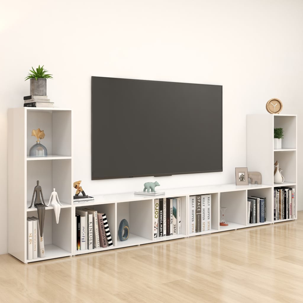 Tv-meubelen 4 st 107x35x37 cm bewerkt hout wit