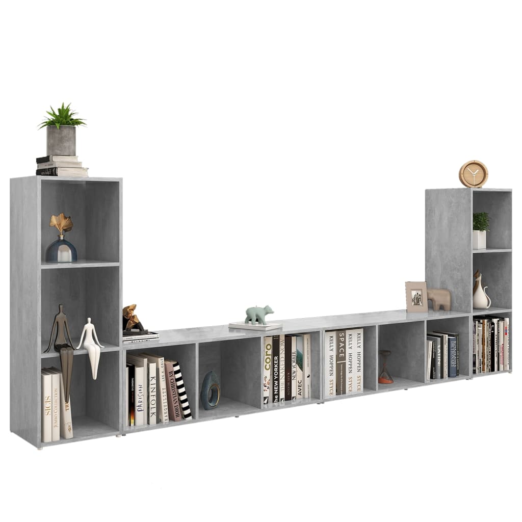 Tv-meubelen 4 st 107x35x37 cm bewerkt hout betongrijs