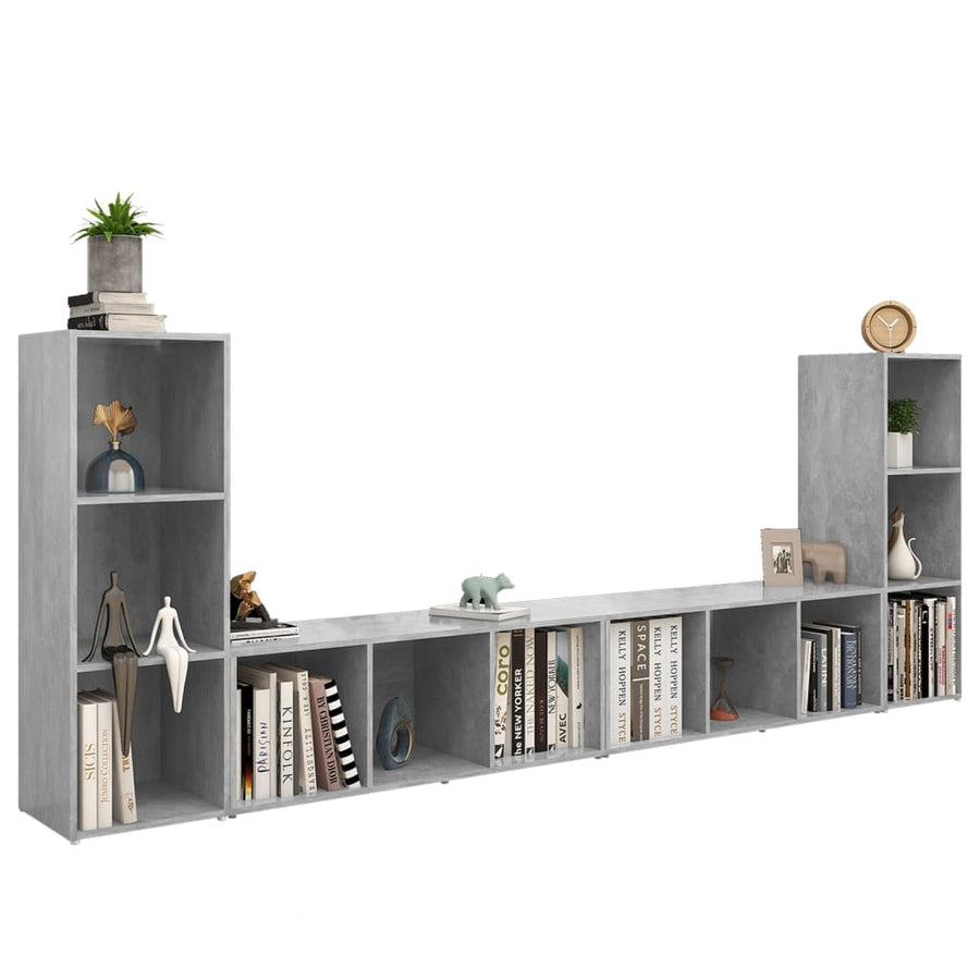 Tv-meubelen 4 st 107x35x37 cm bewerkt hout betongrijs
