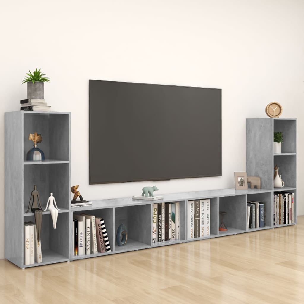 Tv-meubelen 4 st 107x35x37 cm bewerkt hout betongrijs