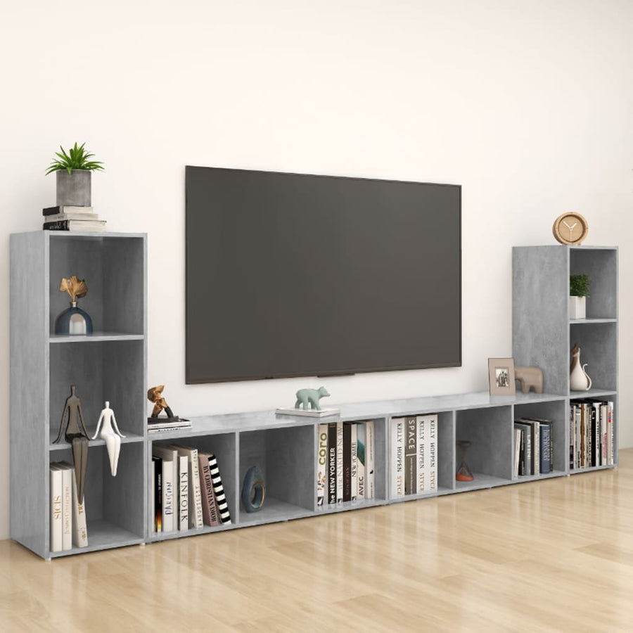 Tv-meubelen 4 st 107x35x37 cm bewerkt hout betongrijs