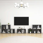 8-piece TV cabinet set engineered wood high gloss grey