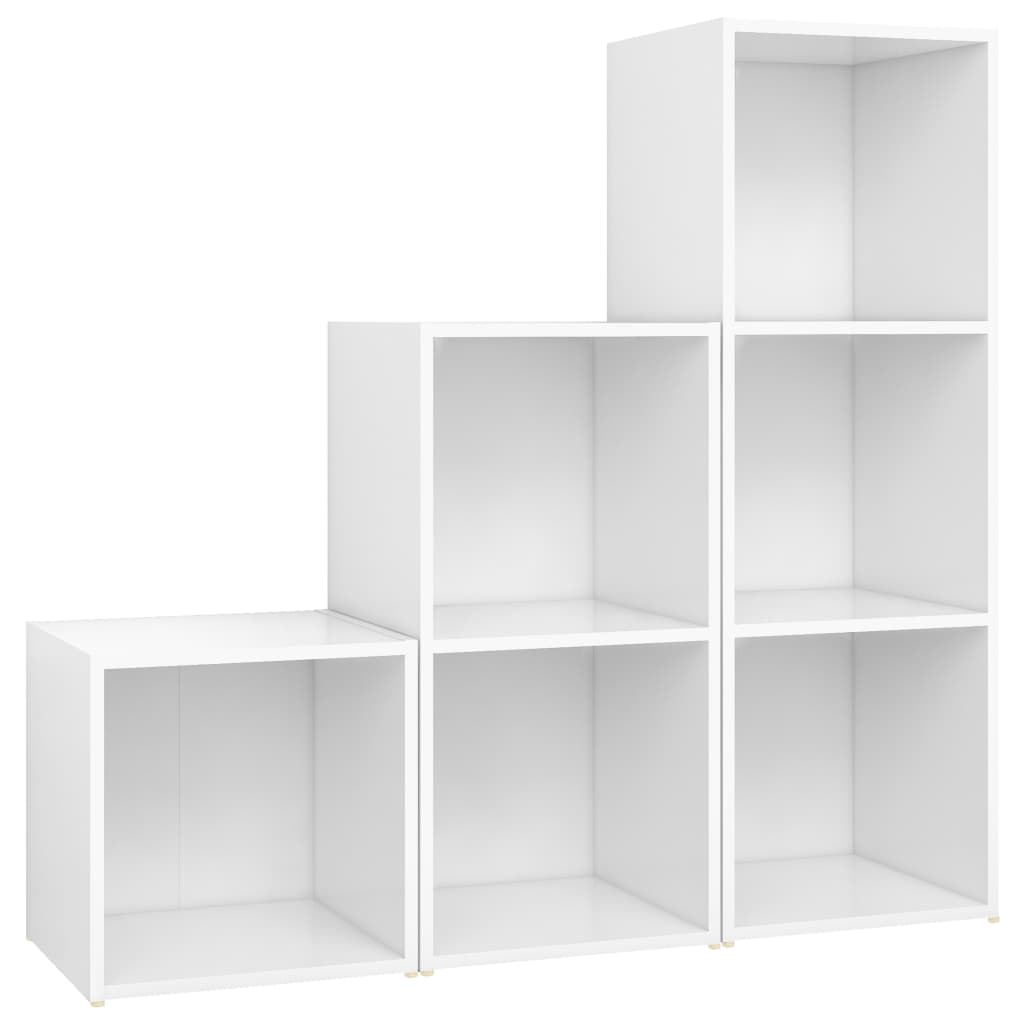 3-delige Tv-meubelset bewerkt hout wit