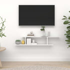 TV wall shelf 125x18x23 cm engineered wood white