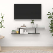 TV wall shelf 125x18x23 cm engineered wood black