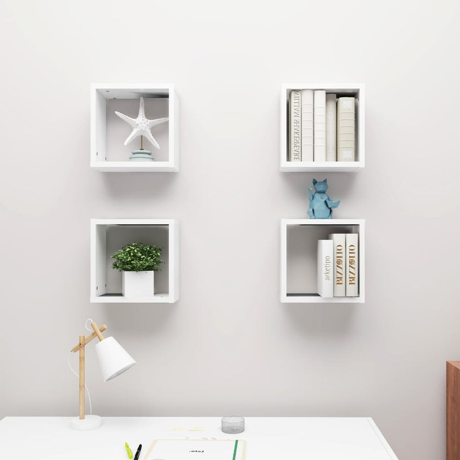 Wandschappen kubus 4 st 30x15x30 cm wit 4 30 x 15 x 30 cm