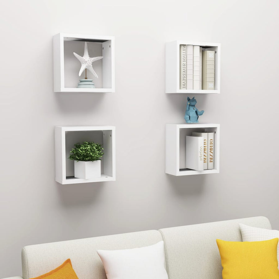 Wandschappen kubus 4 st 30x15x30 cm wit 4 30 x 15 x 30 cm
