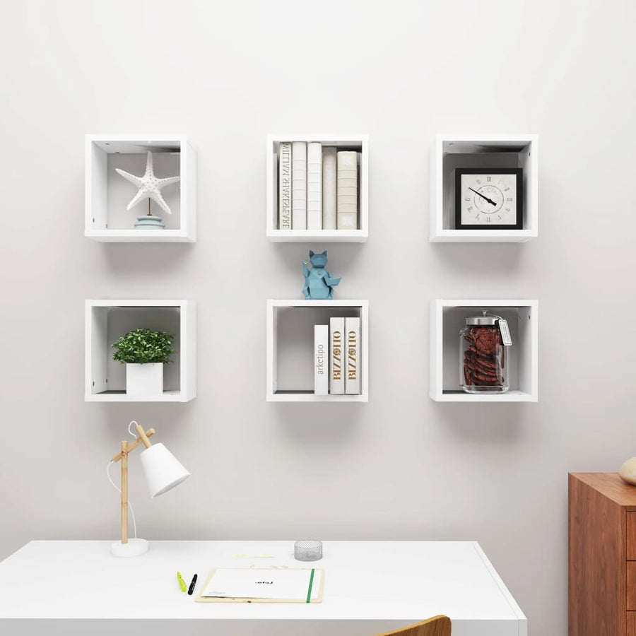 Wandschappen kubus 6 st 30x15x30 cm wit 6 30 x 15 x 30 cm