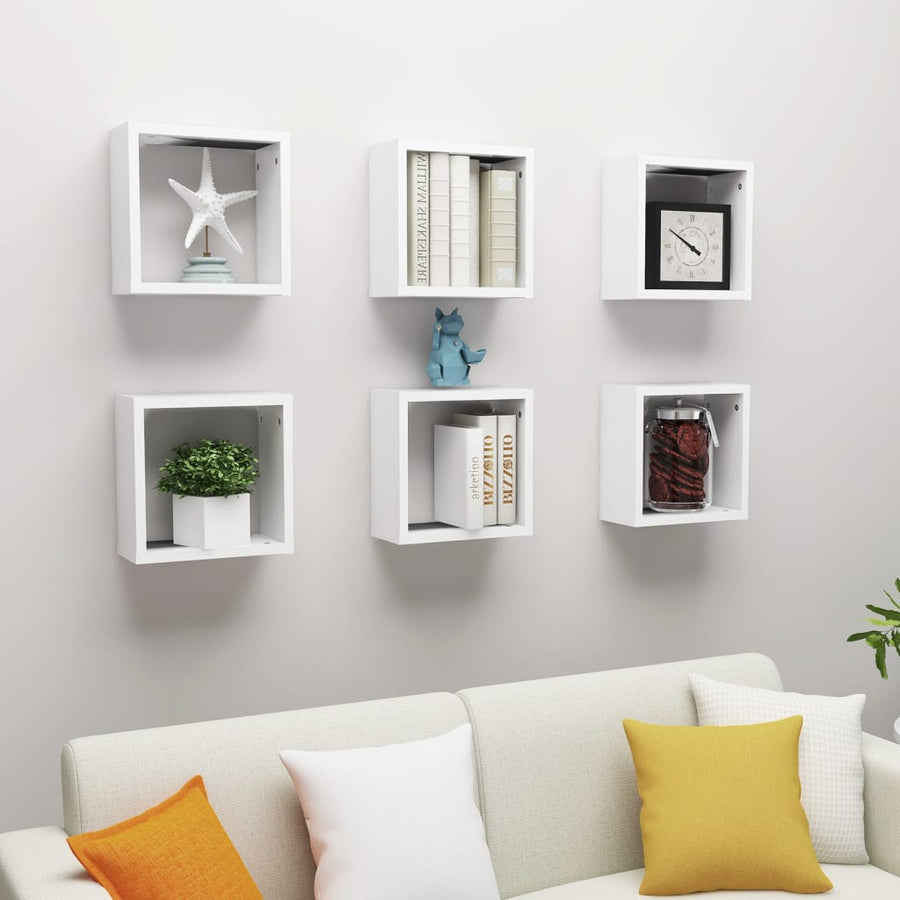 Wandschappen kubus 6 st 30x15x30 cm wit 6 30 x 15 x 30 cm