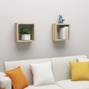 Wandplank kubus 30x15x30 cm sonoma eiken 2 stuks