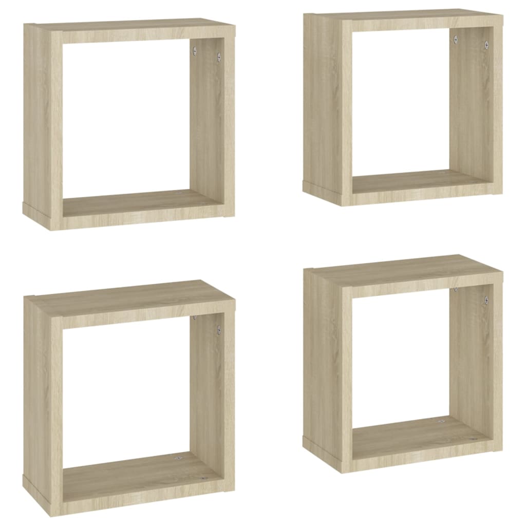 Wandschappen Kubus 4 St 30X15X30 Cm Sonoma Eikenkleurig Sonoma Eiken 30 x 15 x 30 cm