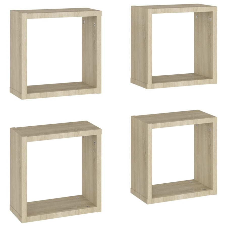 Wandschappen Kubus 4 St 30X15X30 Cm Sonoma Eikenkleurig Sonoma Eiken 30 x 15 x 30 cm