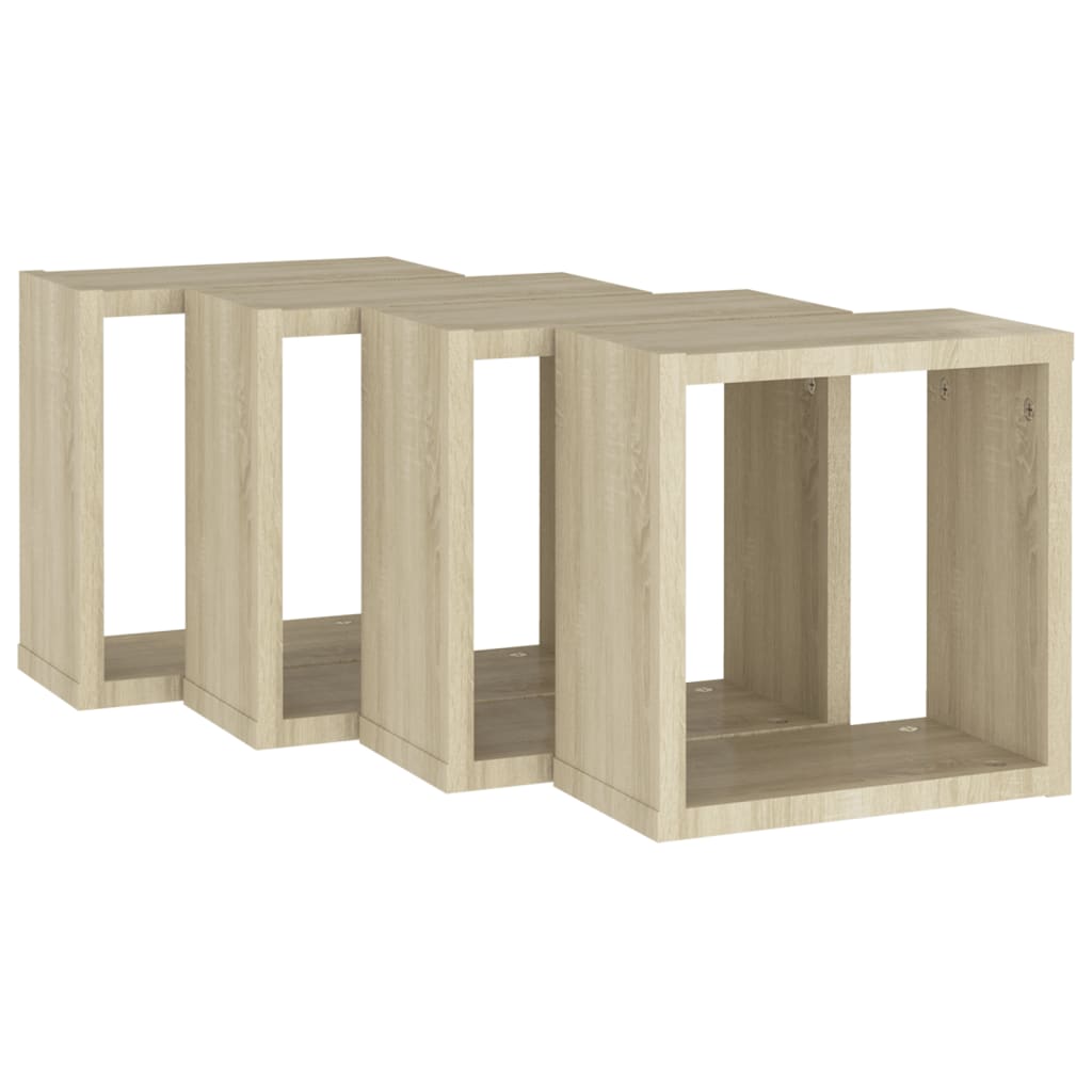 Wandschappen Kubus 4 St 30X15X30 Cm Sonoma Eikenkleurig Sonoma Eiken 30 x 15 x 30 cm