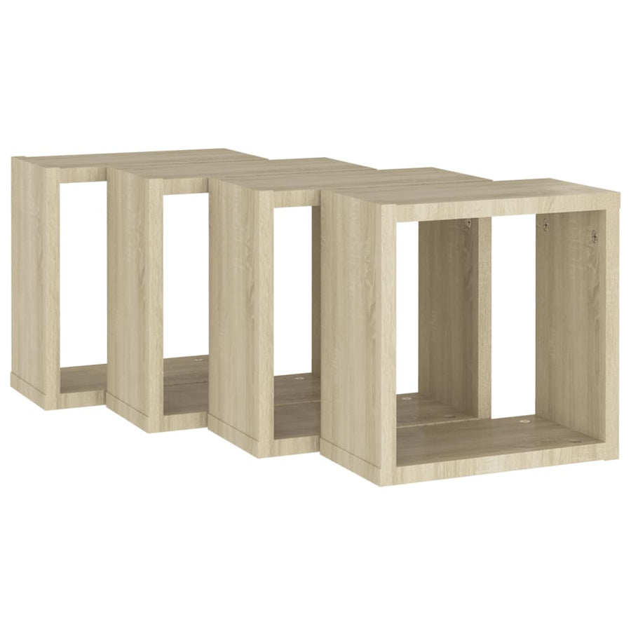Wandschappen Kubus 4 St 30X15X30 Cm Sonoma Eikenkleurig Sonoma Eiken 30 x 15 x 30 cm