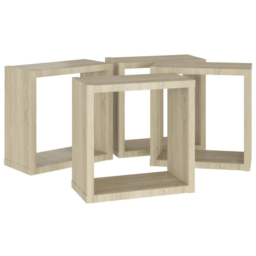 Wandschappen Kubus 4 St 30X15X30 Cm Sonoma Eikenkleurig Sonoma Eiken 30 x 15 x 30 cm