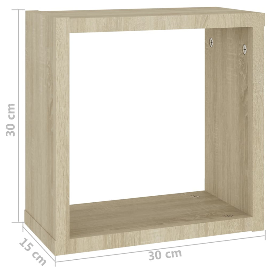 Wandschappen Kubus 4 St 30X15X30 Cm Sonoma Eikenkleurig Sonoma Eiken 30 x 15 x 30 cm