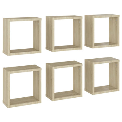 Wandschappen Kubus 6 St 30X15X30 Cm Sonoma Eikenkleurig Sonoma Eiken 30 x 15 x 30 cm