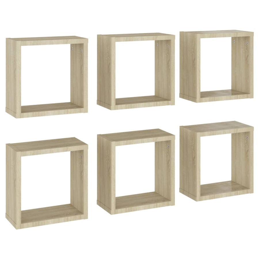 Wandschappen Kubus 6 St 30X15X30 Cm Sonoma Eikenkleurig Sonoma Eiken 30 x 15 x 30 cm