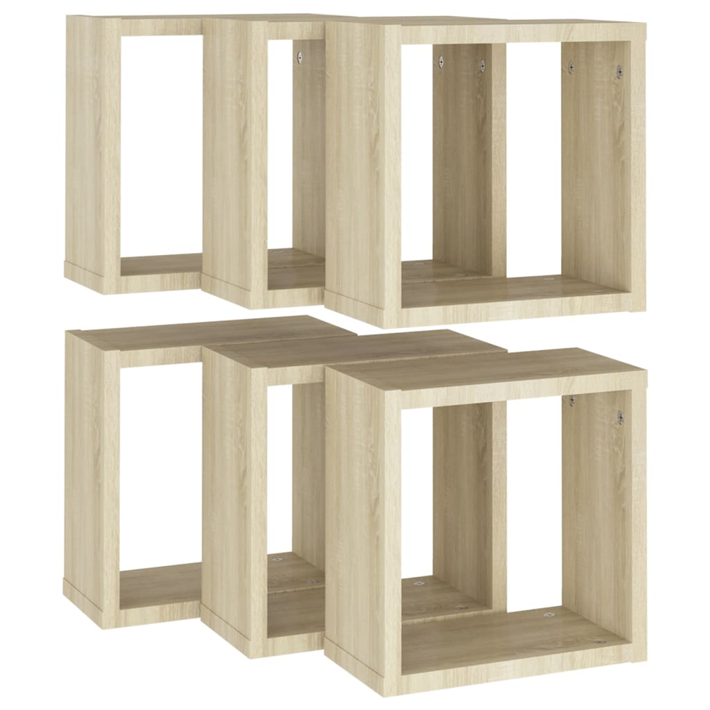 Wandschappen Kubus 6 St 30X15X30 Cm Sonoma Eikenkleurig Sonoma Eiken 30 x 15 x 30 cm