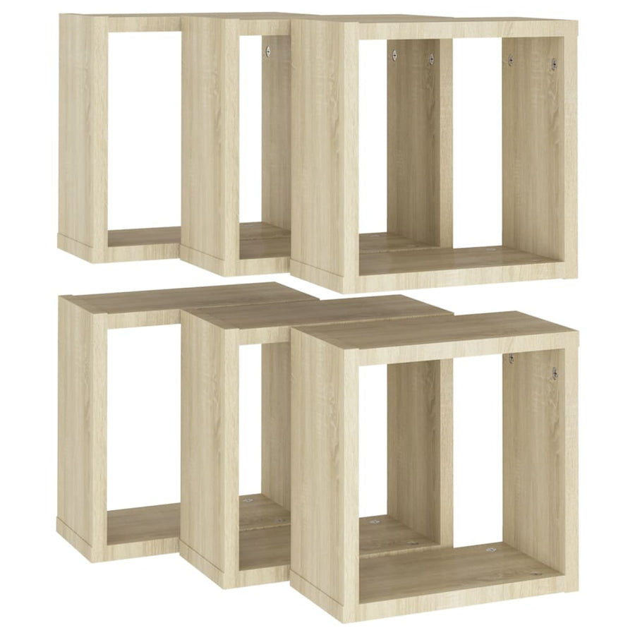Wandschappen Kubus 6 St 30X15X30 Cm Sonoma Eikenkleurig Sonoma Eiken 30 x 15 x 30 cm