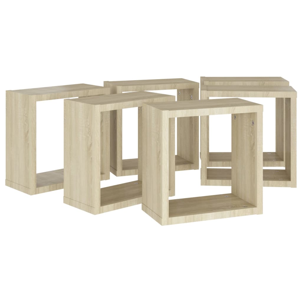 Wandschappen Kubus 6 St 30X15X30 Cm Sonoma Eikenkleurig Sonoma Eiken 30 x 15 x 30 cm