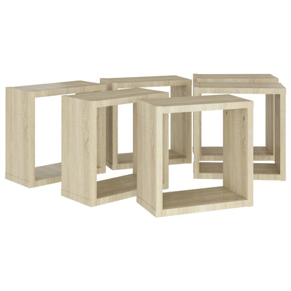 Wandschappen Kubus 6 St 30X15X30 Cm Sonoma Eikenkleurig Sonoma Eiken 30 x 15 x 30 cm