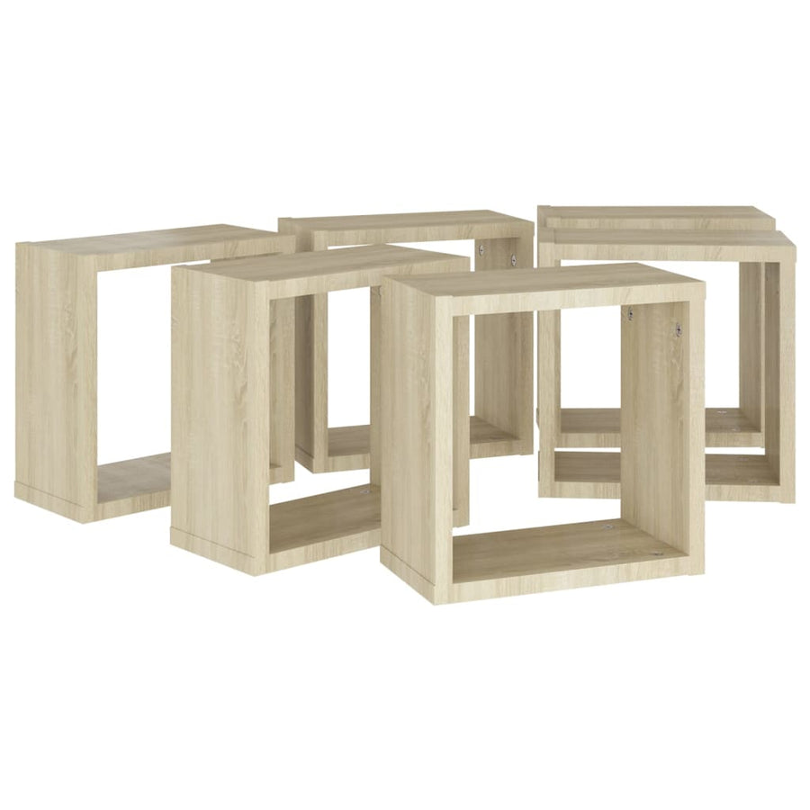 Wandschappen Kubus 6 St 30X15X30 Cm Sonoma Eikenkleurig Sonoma Eiken 30 x 15 x 30 cm