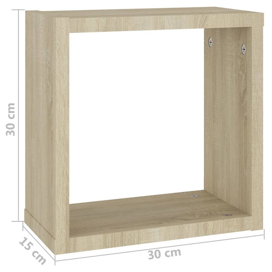 Wandschappen Kubus 6 St 30X15X30 Cm Sonoma Eikenkleurig Sonoma Eiken 30 x 15 x 30 cm