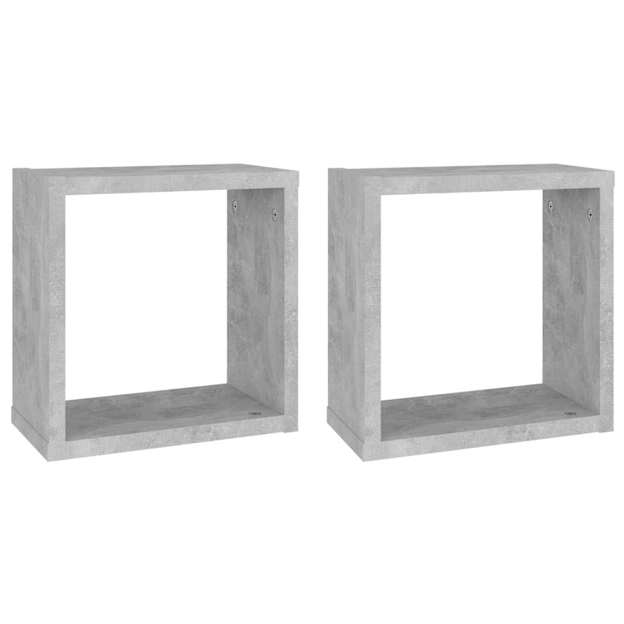 Wandschappen kubus 2 st 30x15x30 cm betongrijs
