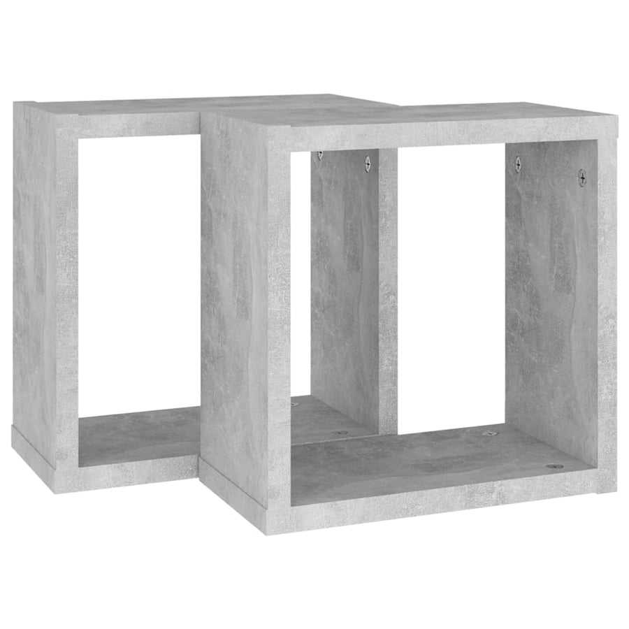 Wandschappen kubus 2 st 30x15x30 cm betongrijs