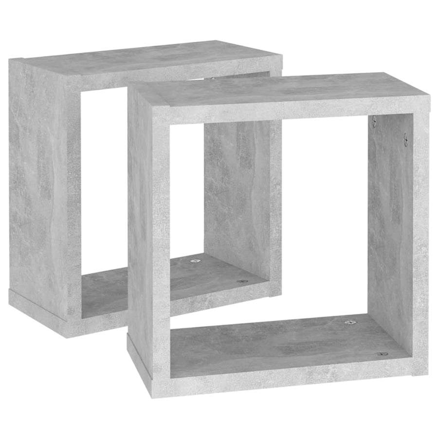 Wandschappen kubus 2 st 30x15x30 cm betongrijs