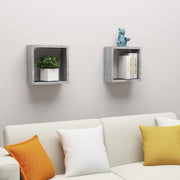 Wandschappen kubus 2 st 30x15x30 cm betongrijs