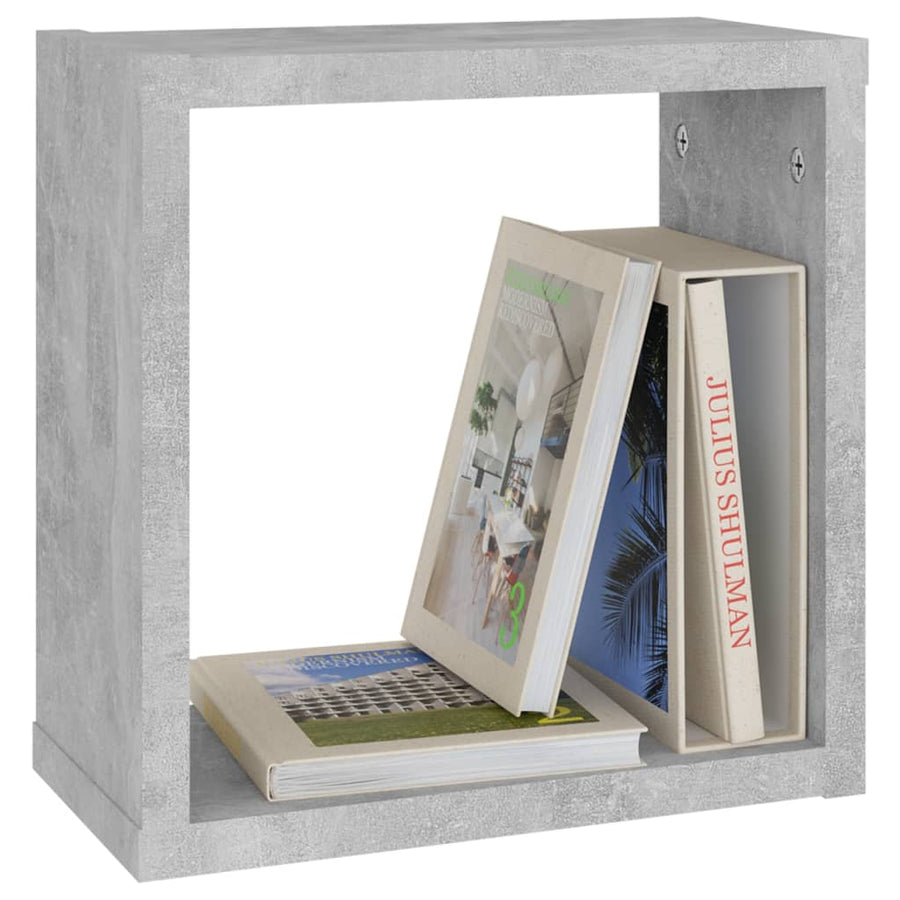 Wandschappen kubus 4 st 30x15x30 cm betongrijs