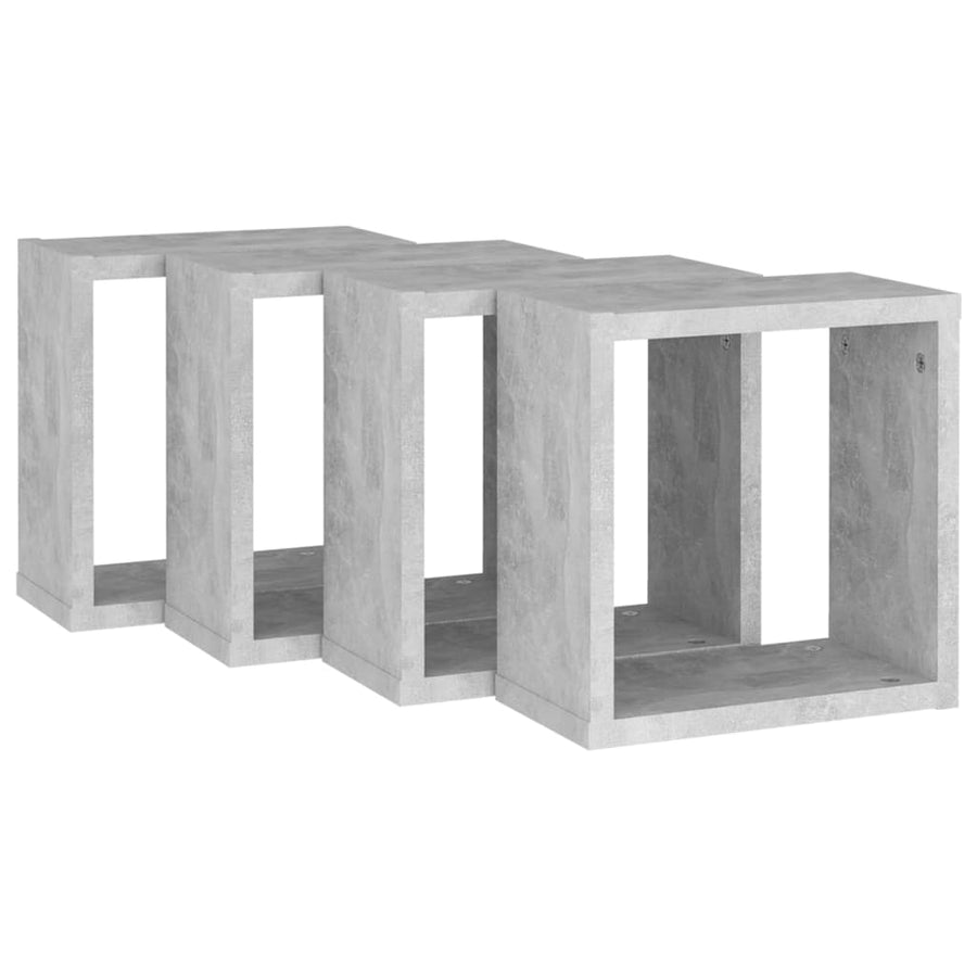 Wandschappen kubus 4 st 30x15x30 cm betongrijs