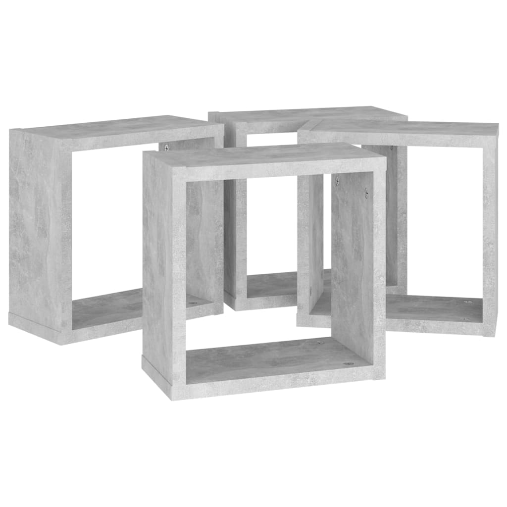 Wandschappen kubus 4 st 30x15x30 cm betongrijs