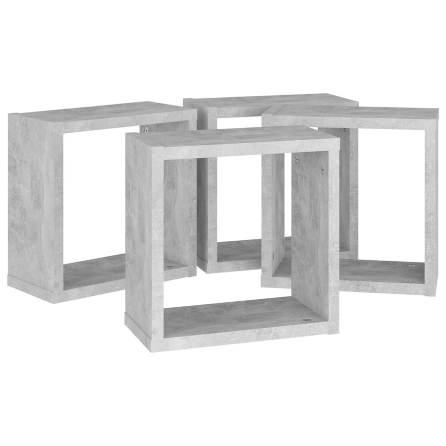 Wandschappen kubus 4 st 30x15x30 cm betongrijs