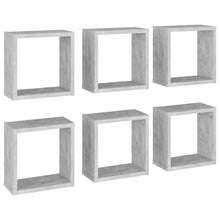Wandschappen kubus 6 st 30x15x30 cm betongrijs