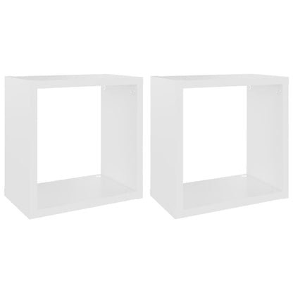 Wandschappen kubus 2 st 26x15x26 cm wit
