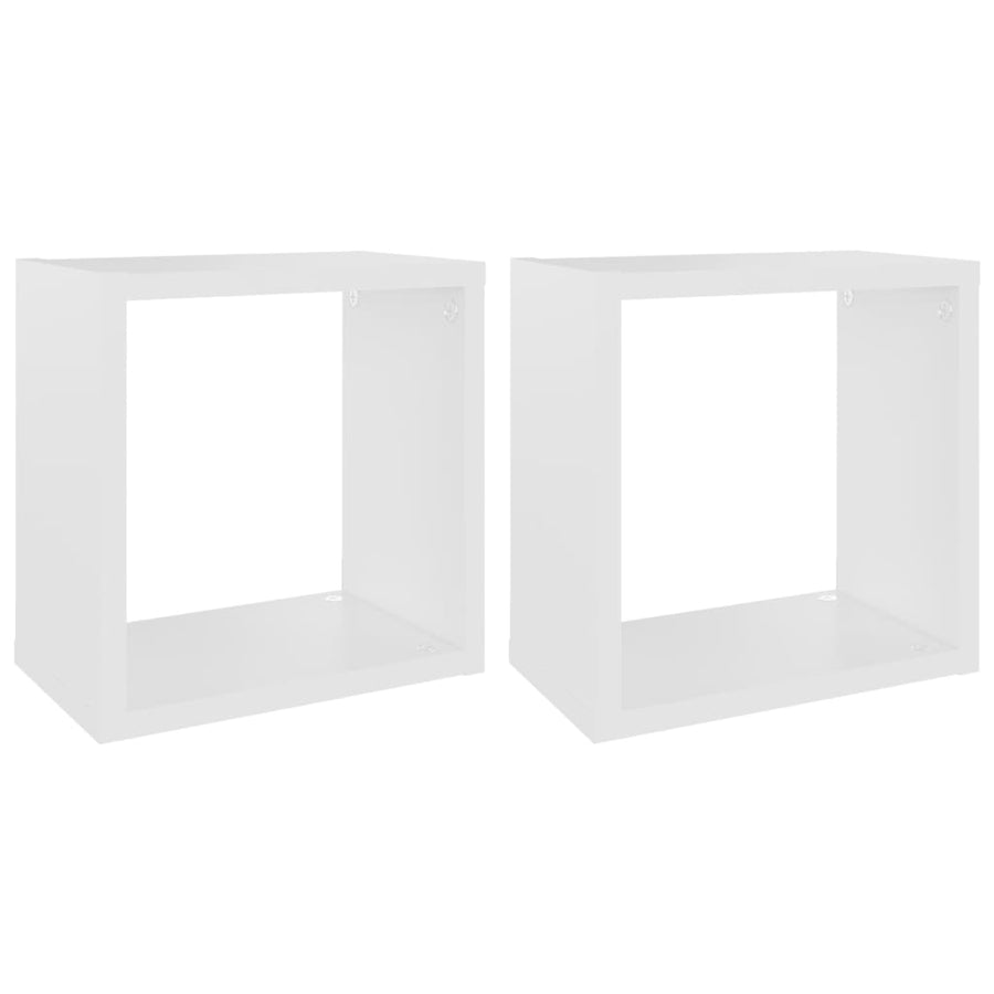 Wandschappen kubus 2 st 26x15x26 cm wit