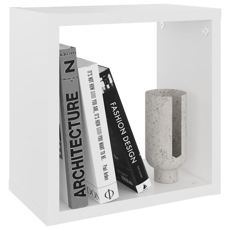 Wandschappen kubus 2 st 26x15x26 cm wit