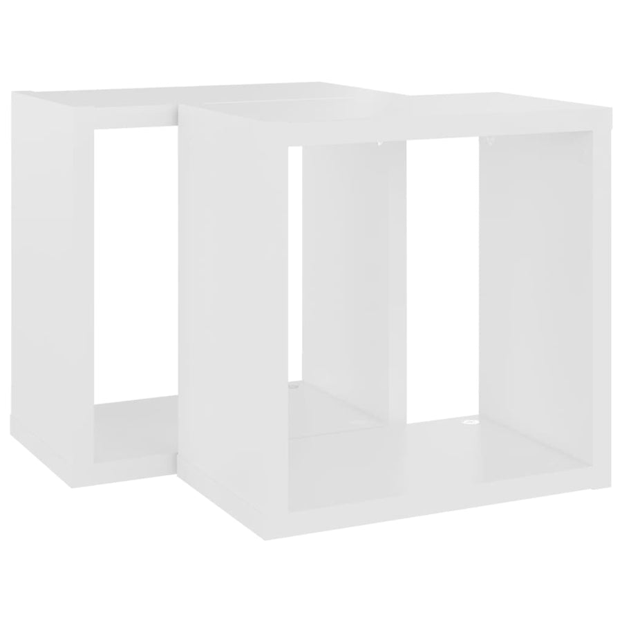 Wandschappen kubus 2 st 26x15x26 cm wit