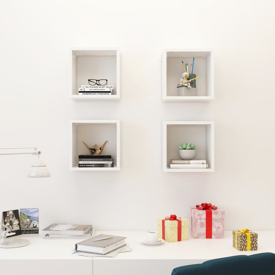 Wandschappen kubus 4 st 26x15x26 cm wit