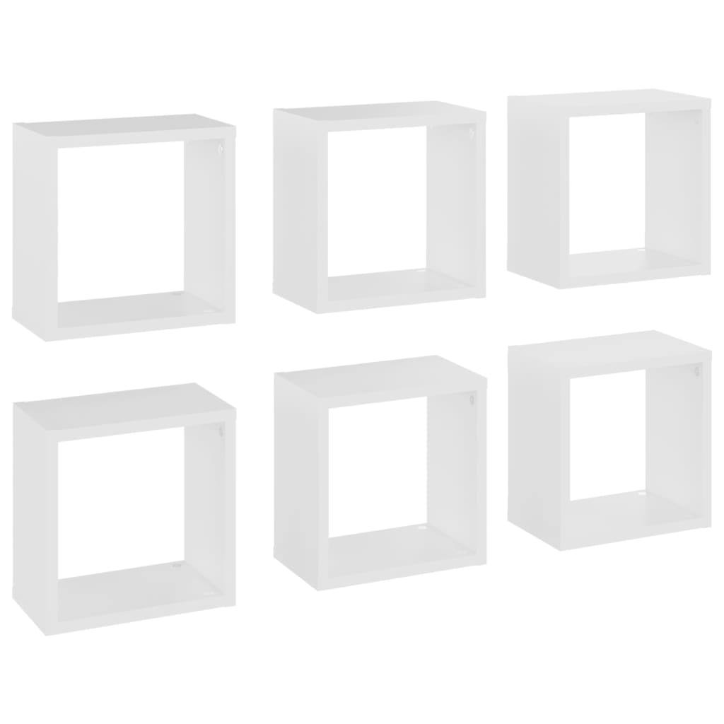 Wandschappen kubus 6 st 26x15x26 cm wit