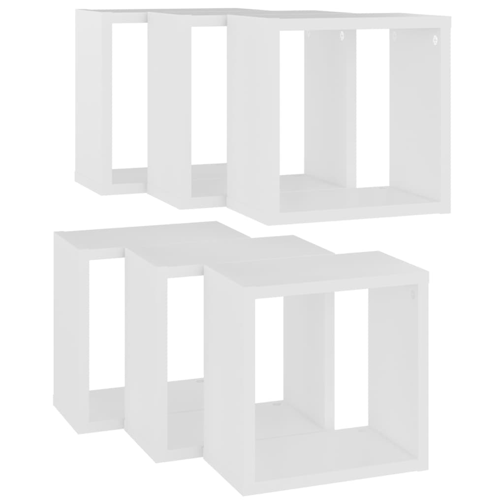 Wandschappen kubus 6 st 26x15x26 cm wit