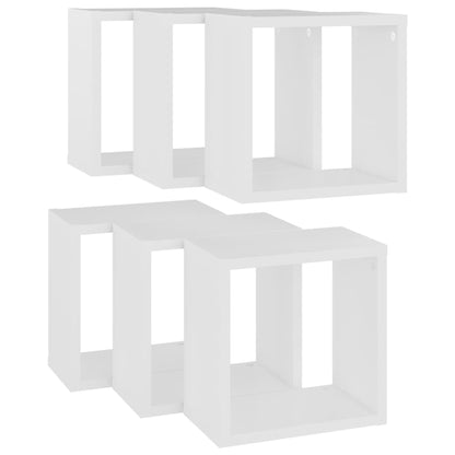 Wandschappen kubus 6 st 26x15x26 cm wit