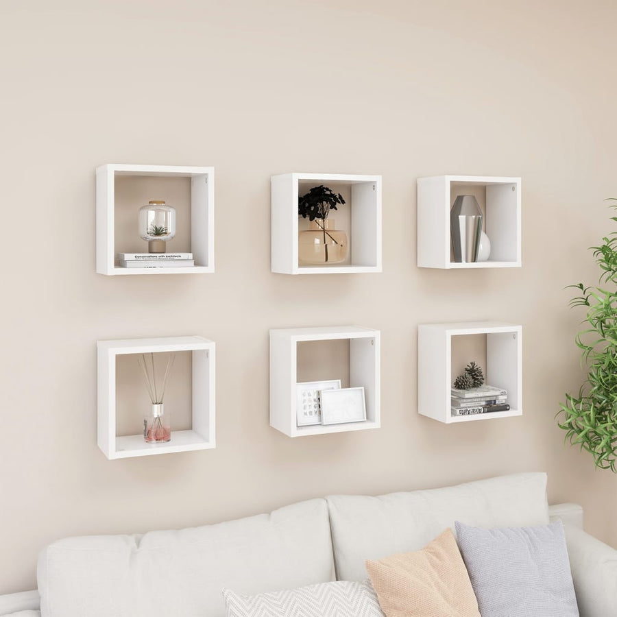 Wandschappen kubus 6 st 26x15x26 cm wit