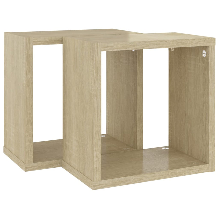 Wandschappen kubus 2 st 26x15x26 cm sonoma eikenkleurig