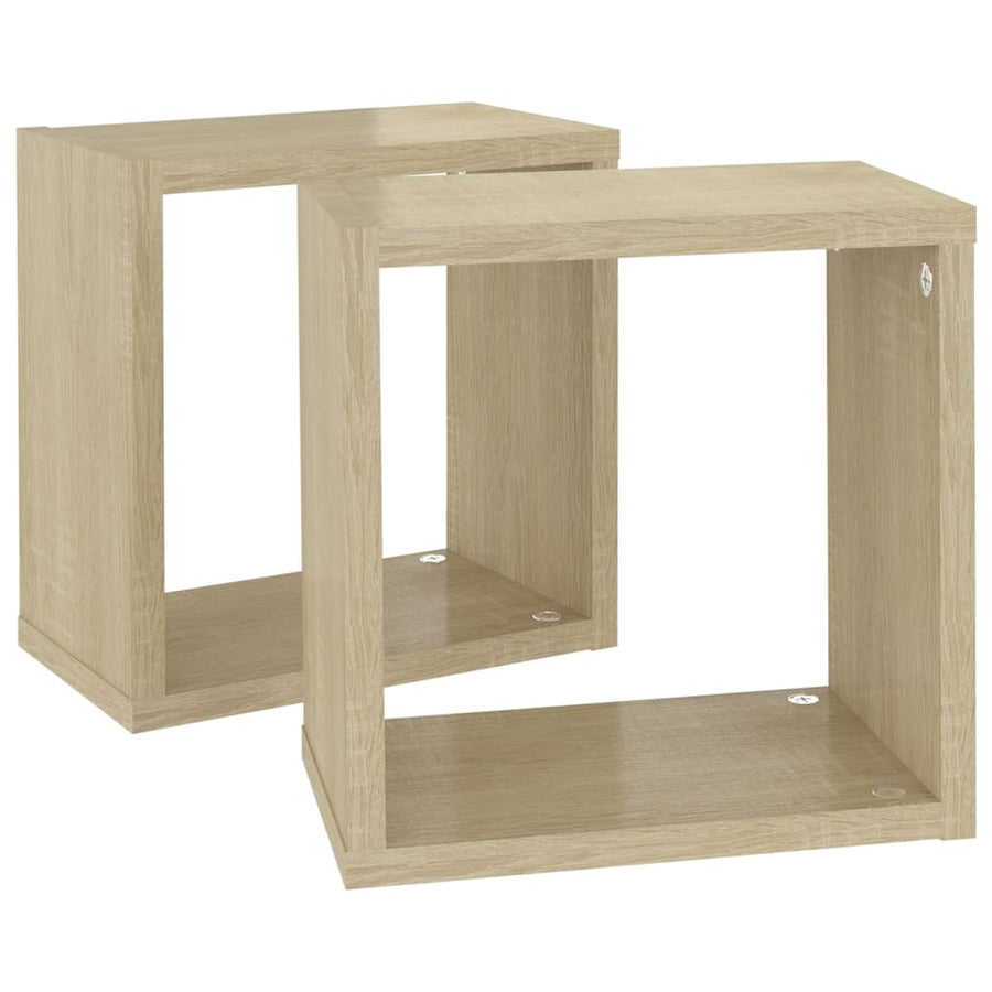 Wandschappen kubus 2 st 26x15x26 cm sonoma eikenkleurig