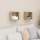 Wall shelves cube 2 pcs 26x15x26 cm Sonoma oak-colored